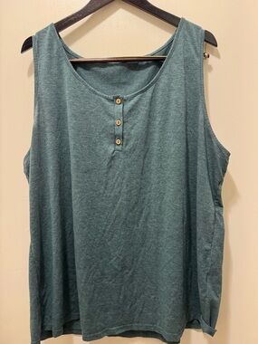 Sleeveless Henley Tank Top in Teal